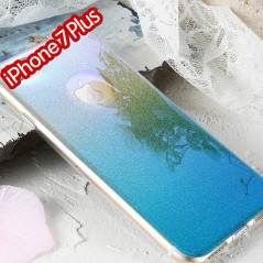 Coque silicone gel ultra pailletée Apple iPhone 7 Plus Bleu