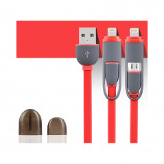 Câble USB 2-en-1 Lightning-microUSB Rouge