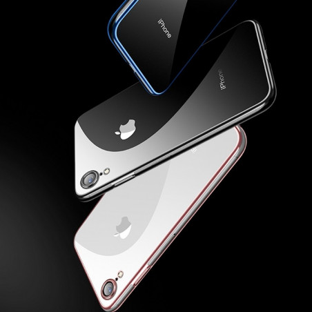 Coque silicone gel CAFELE 3D EDGE Plating contours métallisés Apple iPhone XR - Bleu foncé
