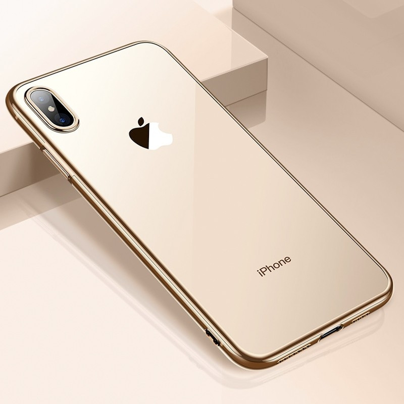 Coque silicone gel CAFELE 3D EDGE Plating contours métallisés Apple iPhone X/XS