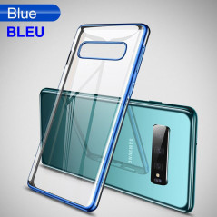 Coque silicone gel CAFELE 3D EDGE Plating contours métallisés Samsung Galaxy S10 Bleu