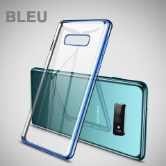 Coque silicone gel CAFELE 3D EDGE Plating contours métallisés Samsung Galaxy S10e Argent Bleu