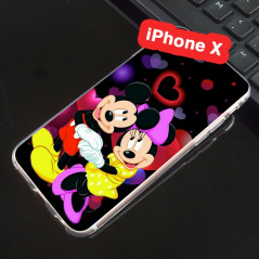 Coque silicone gel Mickey & Minnie in Love Apple iPhone X