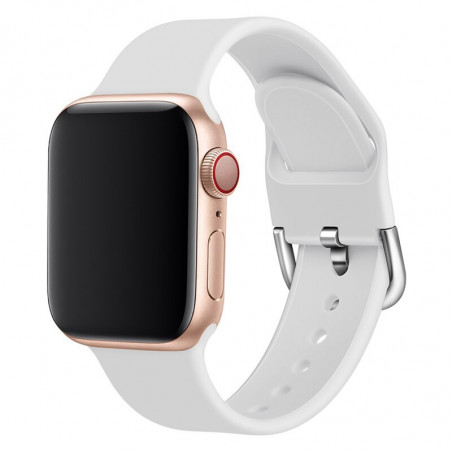 Apple Watch (41/40/38) Bracelet sport silicone boucle (Taille S/M) - Blanc