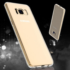 DUOPACK Coque souple Floveme Crystal contours strass Samsung Galaxy S8 - Or