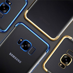 DUOPACK Coque silicone gel FLOVEME 3D Plating contours métallisé Samsung Galaxy S8 - Rouge