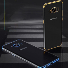 DUOPACK Coque silicone gel FLOVEME 3D Plating contours métallisé Samsung Galaxy S8 Plus - Bleu