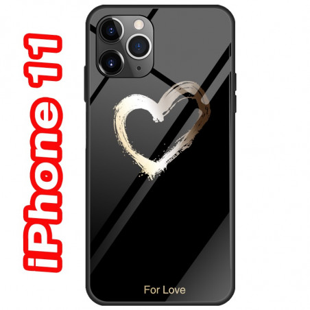 Coque rigide Love Heart Apple iPhone 11 - Noir