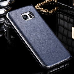 Etui folio View Lychee Skin Samsung Galaxy S7 Edge Bleu foncé