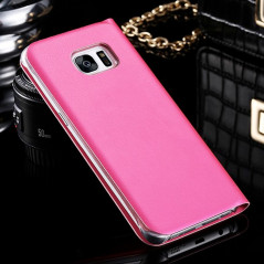 Etui folio View Lychee Skin Samsung Galaxy S7 Edge Rose