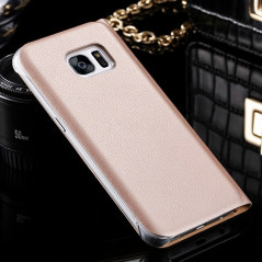 Etui folio View Lychee Skin Samsung Galaxy S7 Or