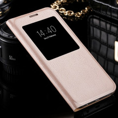 Etui folio View Lychee Skin Samsung Galaxy S7 Or