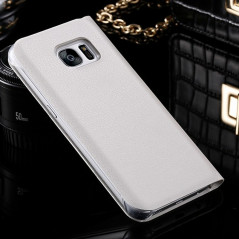 Etui folio View Lychee Skin Samsung Galaxy S7 Blanc