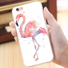 Coque silicone gel FLAMAN ROSE Apple iPhone 6/6s Plus