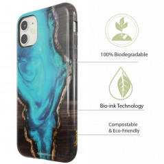 Coque rigide Uunique Nutrisiti BIO LAKE SHINE Apple iPhone 11 Bleu